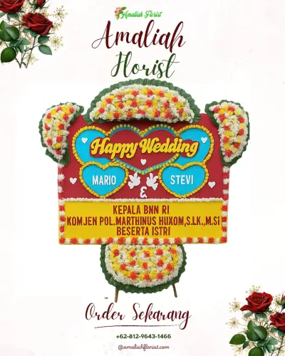 Karangan Papan Bunga Pernikahan di Purus